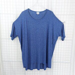 LuluRoe Slub High Low Dolman Sleeve Shirttail Hem Stretch Tunic